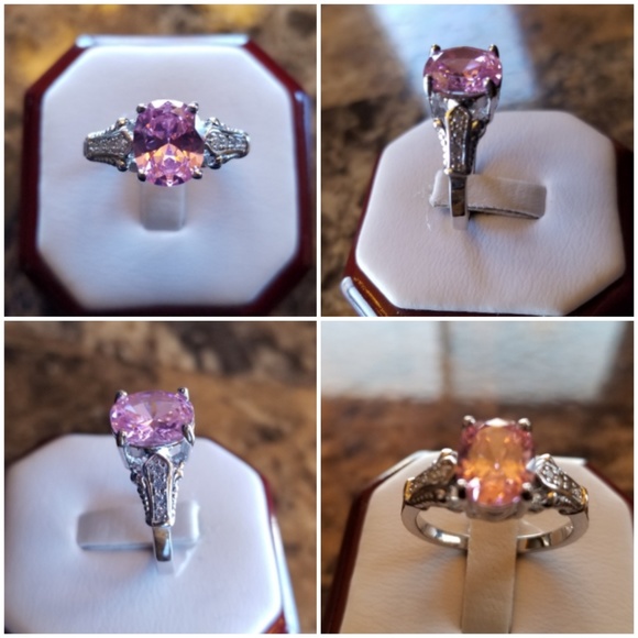 Genuine 3ct Pink & White Sapphire Ring Size 9 - Picture 2 of 6